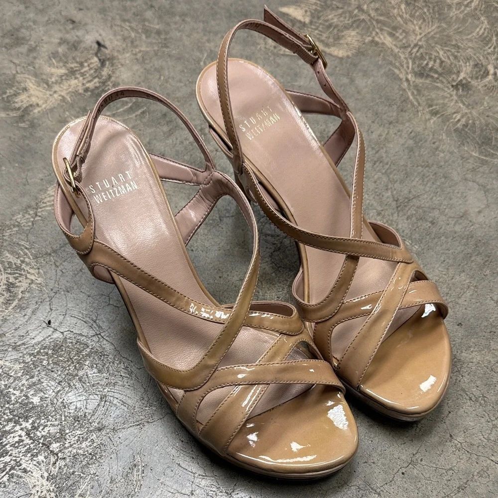 * Stuart Weitzman Beige Strappy Heels - Picture 5 of 9
